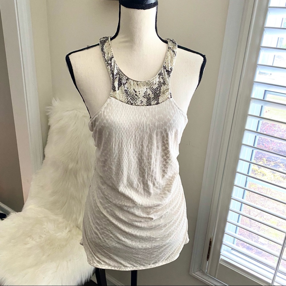 Express Sequin Snakeskin Print Halter Top